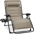 Best Choice Products Oversized Padded Zero Gravity Chair, Folding Outdoor Patio Recliner, XL Anti Gravity Lounger for Backyard w/Headrest, Cup Holder, Side Tray, Polyester Mesh - Dune by BestChoiceProducts