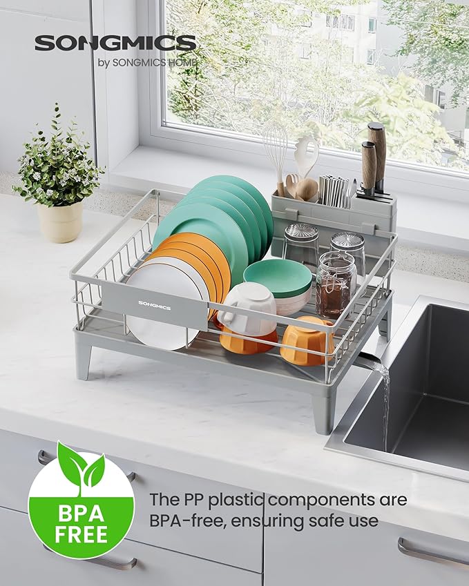 SONGMICS Dish Drying Rack, Kitchen Dish Rack, - Image 2