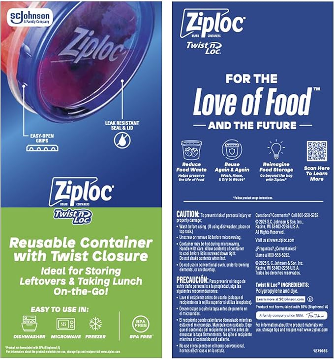 Ziploc Twist 'n Loc Food Storage Meal Prep Containers Variety Pack - Image 8