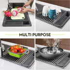 Roll Up Dish Drying Rack Over The Sink, 304 Stainless Stee Dish Drainer - Image 3