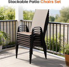 JEAREY Patio Dining Chairs Set of 4, Outdoor Stackable Dining Furniture Set, All Weather Dining Set for Lawn, Garden, Backyard, Poolside, Brown - Image 7