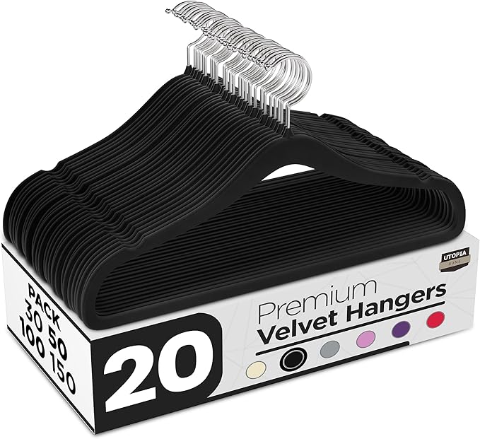Utopia Home Velvet Hangers 20 Pack – Luxury Non-Slip Slim Pant & Coat Hangers by UTOPIAHOME