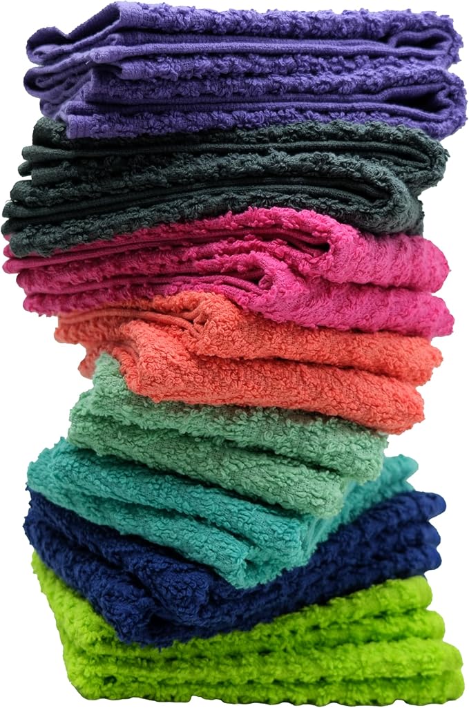 ZUPERIA Zigzag Multicolor Wash Cloths -32 Pack -12" x 12"- Highly Absorbent - Image 2