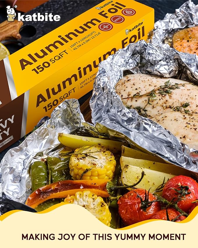 Katbite Aluminum Foil Roll, Heavy Duty 12inx150ft, 30 Micron Thick Strong Foils - Image 7