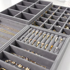 Velvet Jewelry Drawer Organizer Trays – Grey Stackable Jewelry Storage Inserts - Image 6
