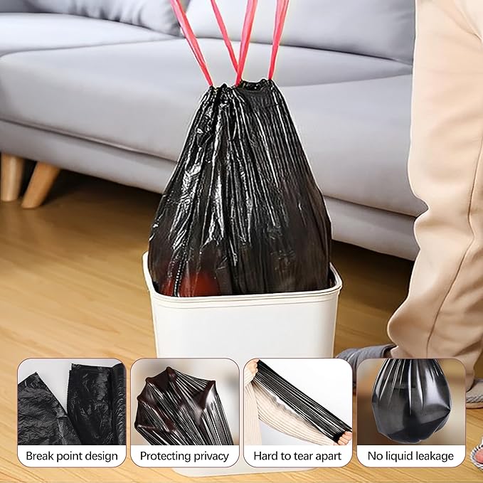 8 Gallon Trash Bags 120 Count Black Drawstring Garbage Bags - Image 5
