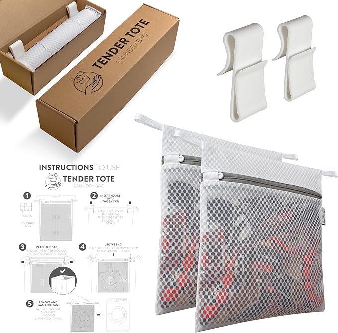 2Pcs Mesh Laundry Bags for Delicates w/Hooks, Hanging Durable Laundry Mesh Wash - Image 9
