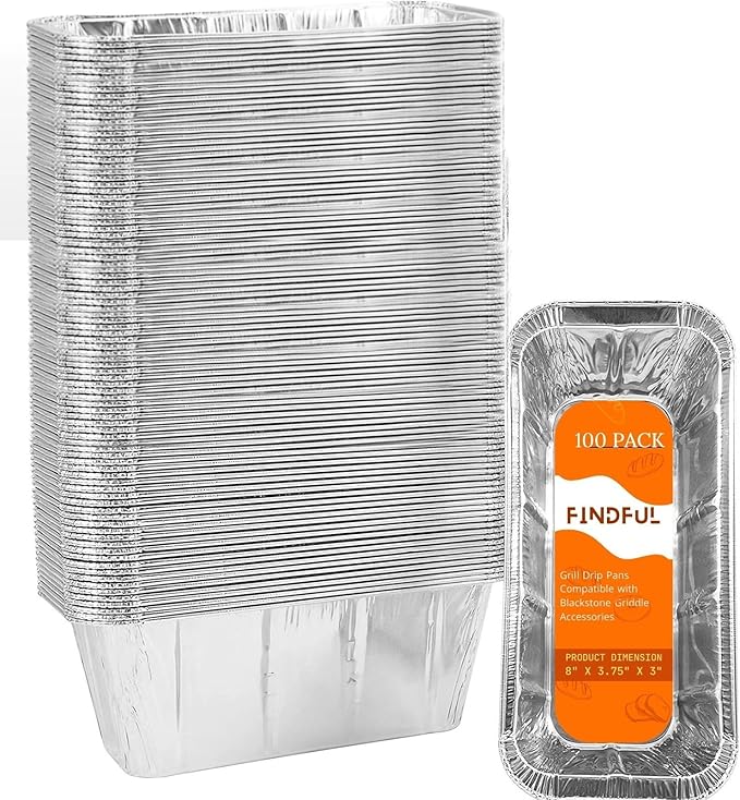 100-Pack Drip Pans Liners for Blackstone Griddle Accessories, Aluminum Foil Pan by Findful