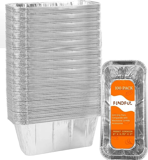 100-Pack Drip Pans Liners for Blackstone Griddle Accessories, Aluminum Foil Pan by Findful