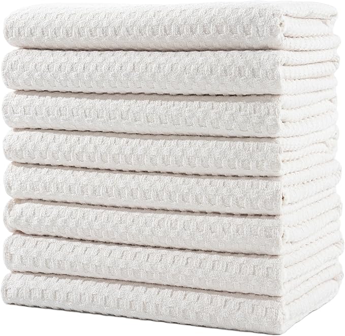 POLYTE Ultra Premium Microfiber Kitchen Dish Hand Towel Waffle Weave, 8 Pack by Polyte