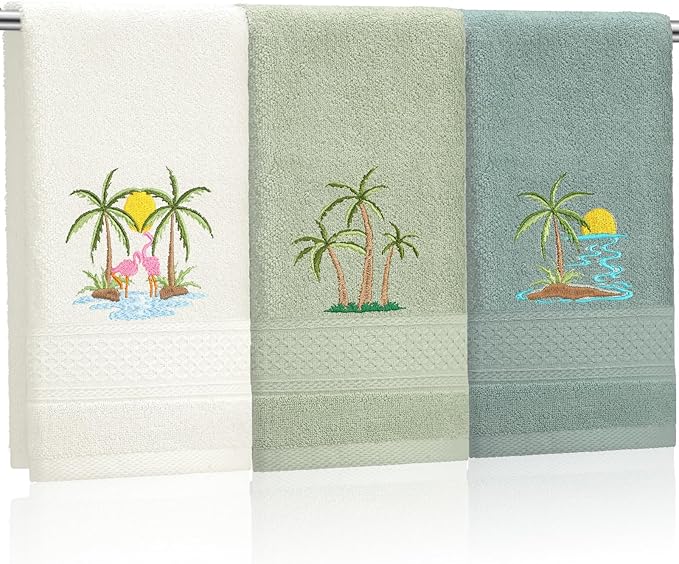 3 Pack Summer Palm Tree Hand Towels by Hahafelt