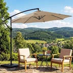 OLIXIS 9.7FT Offset Patio Umbrella with Base, Cantilever Table Umbrellas for Outdoor Sun Shade UV Protection with Easy Tilt Adjustment, 8 Ribs for Backyard, Lawn, Garden, Pool - Khaki - Image 6