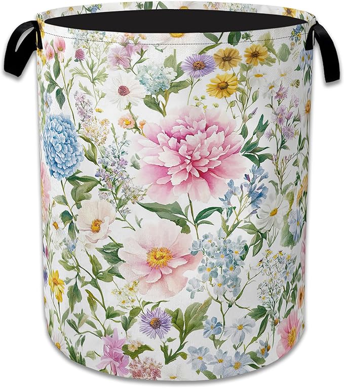 Watercolor Floral Laundry Hamper by Unknown