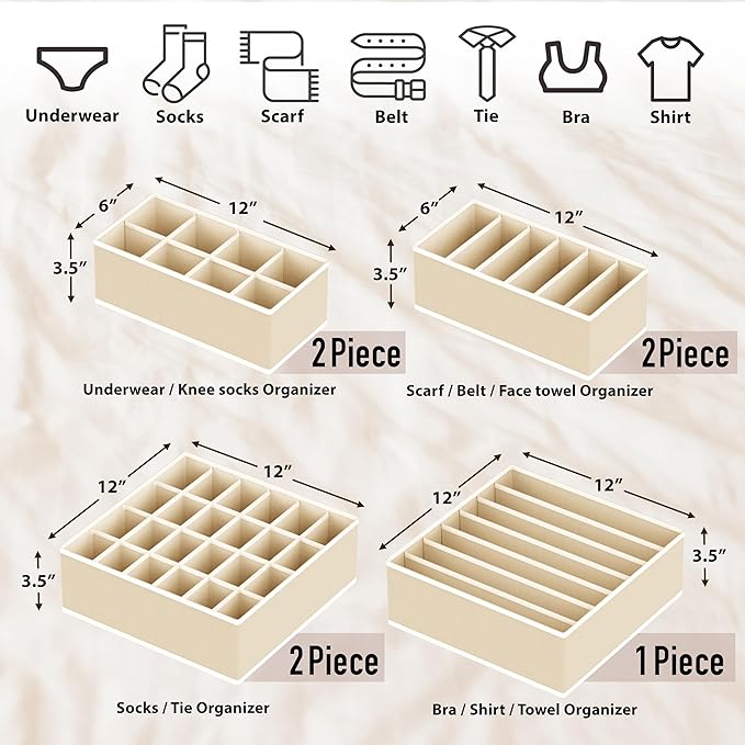 Simple Houseware Closet Underwear Organizer Drawer Divider Assorted 7 Pieces - Image 2