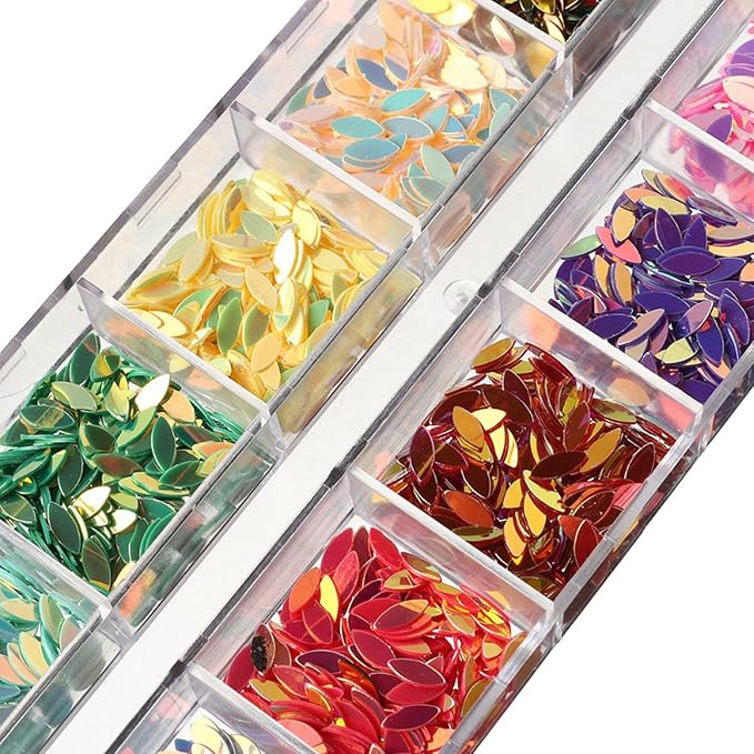 12 Colors Leaf Nail Art Glitter Sequins, Holographic 3D Leaves Nail Art Flakes - Image 4