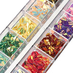 12 Colors Leaf Nail Art Glitter Sequins, Holographic 3D Leaves Nail Art Flakes - Image 4