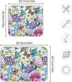 Floral Birds Dish Drying Mat for Kitchen Spring Globe Daisy Butterfly Flowers - Image 3