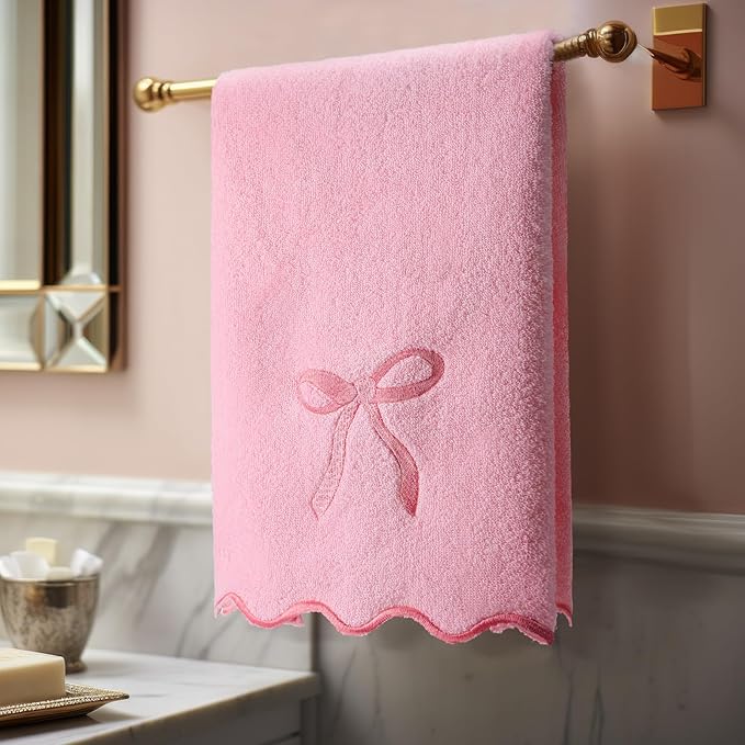 2 Pcs Pink Scalloped Hand Towels - Image 4