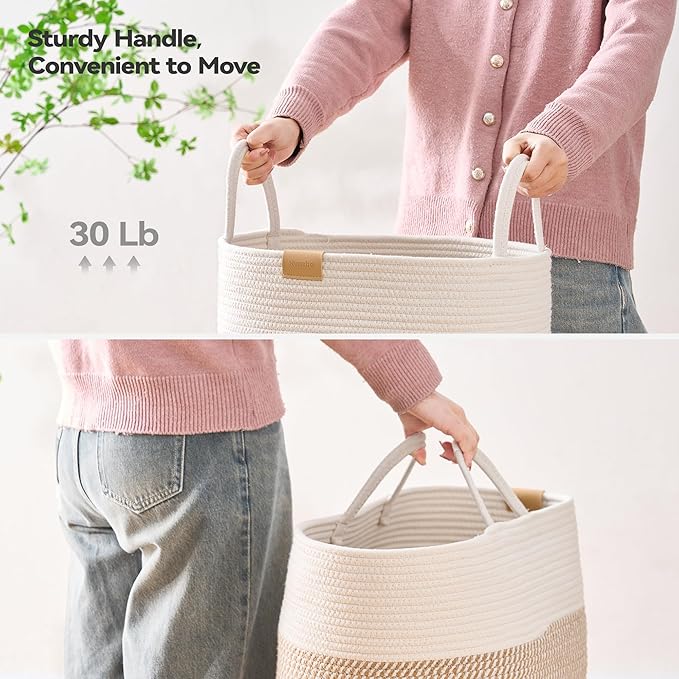 80L Laundry Hamper Basket, Baby Nursery Woven Storage Basket - Image 4