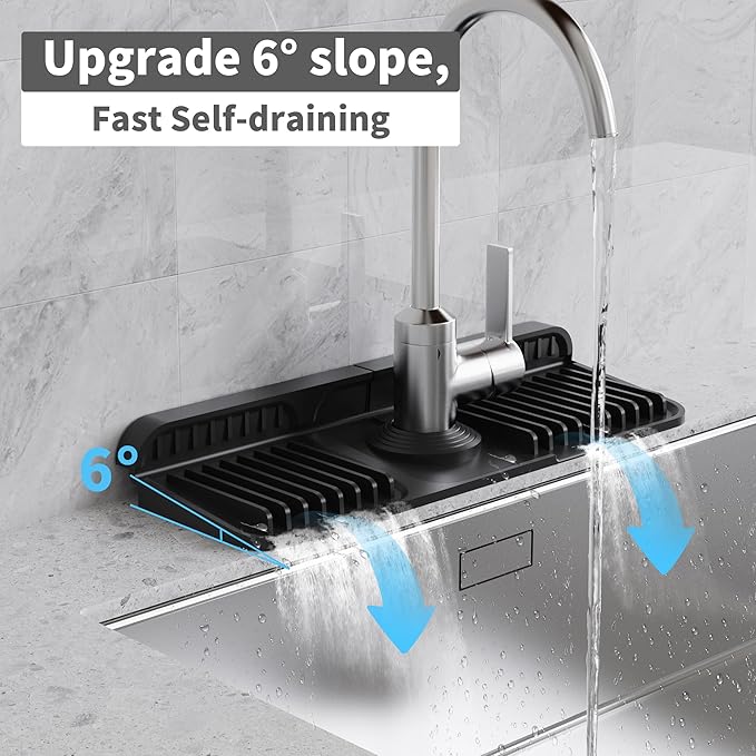 WAFT YEARN 14X5 Inch Silicone Durable Faucet Mat Kitchen Sink Splash Guard - Image 3