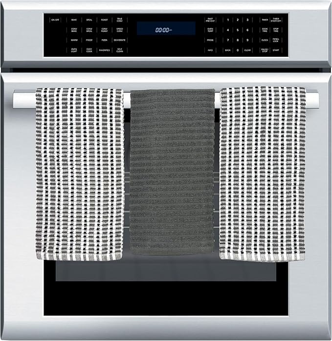 Thanksgiving Kitchen Towels- Set of 3 100% Cotton Solid Dark Gray and - Image 4