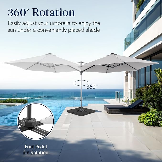 Best Choice Products 10ft Offset Cantilever Hanging Market Patio Umbrella, Smooth 360° Rotation, 8 Sturdy Ribs, Easy Adjustment - Fog Gray - Image 3
