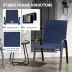 Patio Table and Chairs Set - 3 Piece Outdoor Stackable Dinging Chairs for All Weather,Breathable Garden Furniture for Deck Garden Backyard (Navy Blue) - Image 6