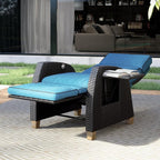 Grand patio Outdoor Reclining Chairs with Extended Footrest 2-Piece Adjustable Patio Wicker Lounge Recliner up to 150° with Flip Side Table Peacock Blue - Image 8