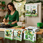 Breling Set of 6 St. Patrick's Day Kitchen Towels Shamrock Green Dish Towel - Image 4