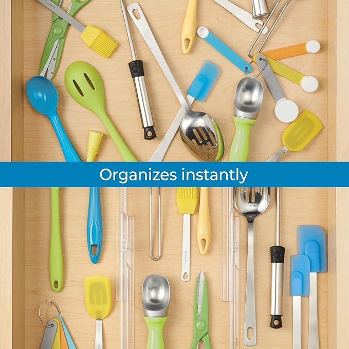 iDesign Plastic Adjustable Deep Kitchen or Dresser Drawers-Set of 8-Clear - Image 5