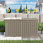 ROJIK Outdoor Storage Housing Deck Box - Waterproof Patio Furniture, Garden Tools, Cushions, Pool Accessories Storage Bench with Lockable Lid and Side Handles (Grey 238 Gal) - Image 7