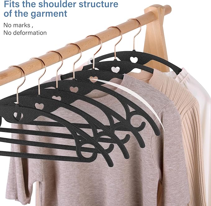 IEOKE Velvet Hangers 50 Pack: Felt Clothes Hangers Heavy Duty Shirt Sweater - Image 5