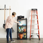 Gracious Living Light Duty Storage Shelves, Knect-A-Shelf 4-Shelf Ventilated Shelving Rack Organizer for Home, Garage, Basement & Laundry, Black - Image 2