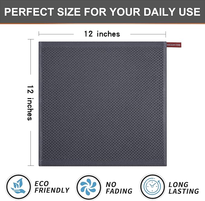 Kitinjoy 100% Cotton Kitchen Dish Cloths, 8 Pack Waffle Weave Ultra Soft - Image 5