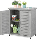 Outdoor Storage Cabinet & Potting Bench Table with Metal Top, Wooden Patio Furniture, Garden Workstation (Accent Grey, 36x31x17in) by OutdoorFurniture