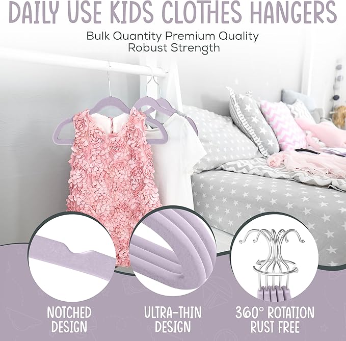 50 Premium Kids Velvet Hangers - Image 6