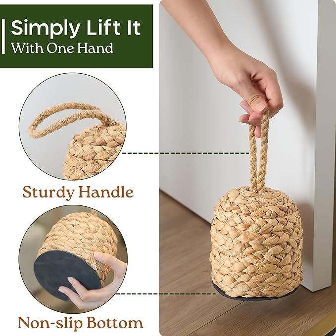 4.4lbs Natural Door Stopper for Bottom of Door Decorative Heavy Duty Door Stop - Image 3