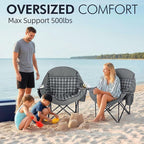 Oversized Camping Chairs for Adults - Heavy Duty Padded Outdoor Folding Lawn XL Camp Chair with Cup Holder Cooler Pockets for Outside Sports Beach Fishing Garden Portable Supports 500lbs, Grey - Image 2