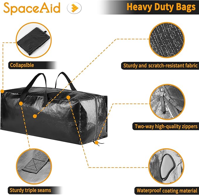 SpaceAid Heavy Duty Moving Bags 8 Pack, Large Storage Totes Bins - Image 6