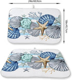 Nautical Coastal Starfish Dish Drying Mats 18x24 Inch Beach Coral Shell Blue - Image 2