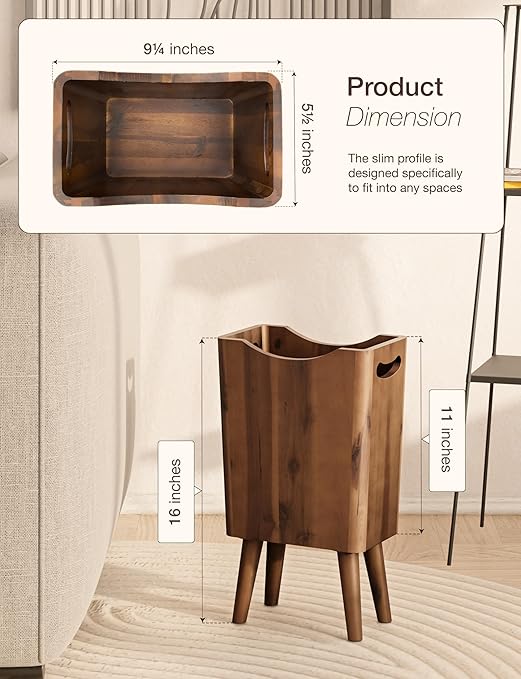 2 Gallons Wooden Trash Can 4 Legs - Image 2