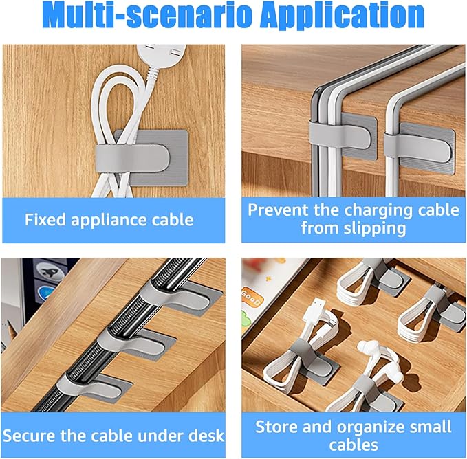 80PCS Hook and Loop Cable Ties, Hook and Loop Cable Straps, Under Desk Cable - Image 7