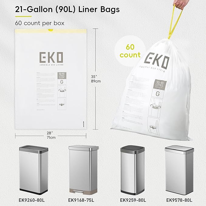 EKO 21 Gallon / 50-90 Liter, Extra-Strong Garbage Bags, Lavender Scent - Image 2