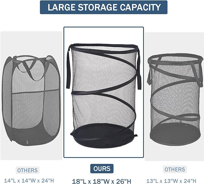 Seiritex Mesh Popup Laundry Hamper 115L Foldable Laundry Basket Extra Large - Image 2