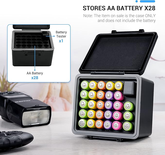 JJC AA Battery Case for 28x AA, AA Battery Storage Case - Image 2