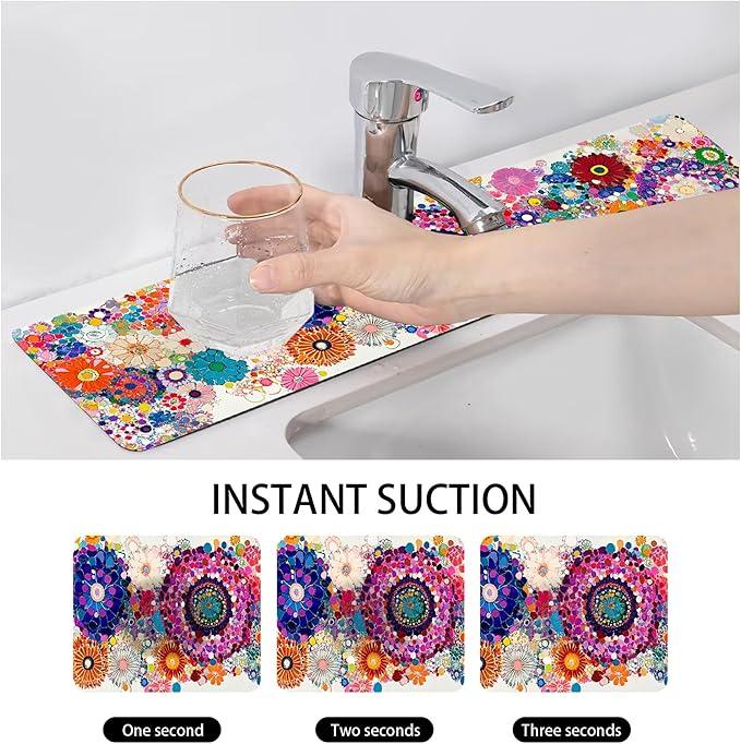 Bimkole 2 PCS Faucet Absorbent Mat, Kitchen Faucet Sink Splash Guard Wraparound - Image 4