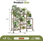 Bamworld Plant Stand with Wheels for Indoor Plants Wood Outdoor Tiered Shelf 3 Tire 7 Potted Ladder Plant Holder Table Pot Stand for Window Garden Balcony Patio Living Room (natureDL) - Image 6