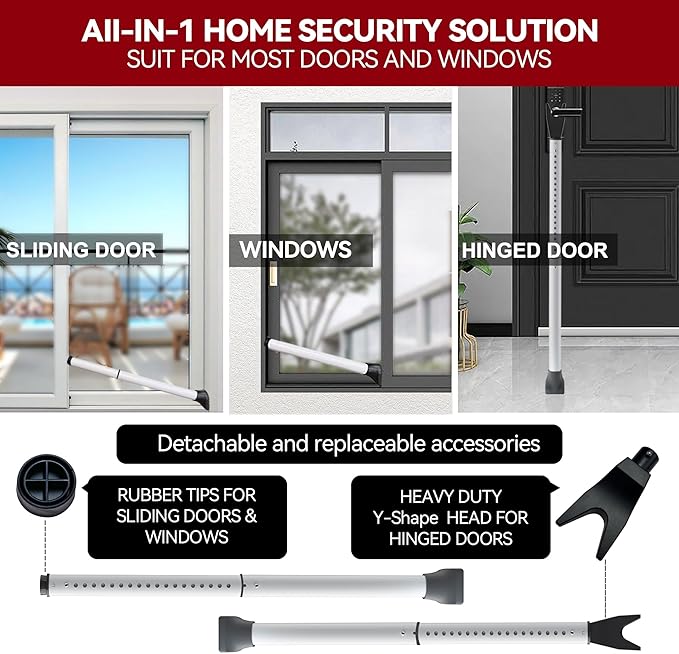 AceMining Upgraded Door Security Bar & Sliding Patio Bar, Heavy Duty Stoppers - Image 2