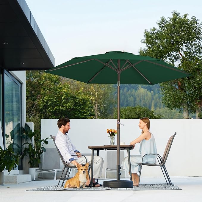 JEAREY 7.5FT Patio Umbrella Outdoor Market Umbrella with 6 Sturdy Ribs, Push Button Tilt/Crank Table Umbrella for Garden, Deck, Backyard and Pool, Dark Green - Image 6