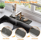 15.7 Inch Stone Faucet Mat for Kitchen Sink Splash Guard, Diatomite Sink - Image 3